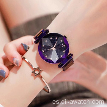 Reloj magnético de cielo estrellado para mujer, relojes de lujo para mujer, relojes de pulsera de cuarzo con diamantes de moda para mujer, reloj femenino Zegarek Damski